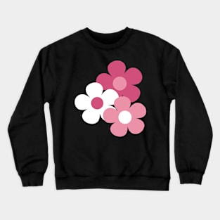 60's Flower Power Pop Flowers in Pink and White Crewneck Sweatshirt